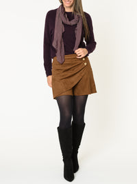 Chandail aubergine pour femme en tricot à col rond classique