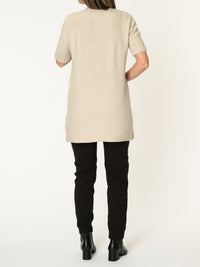 Robe courte pour femme beige en tricot à col montant