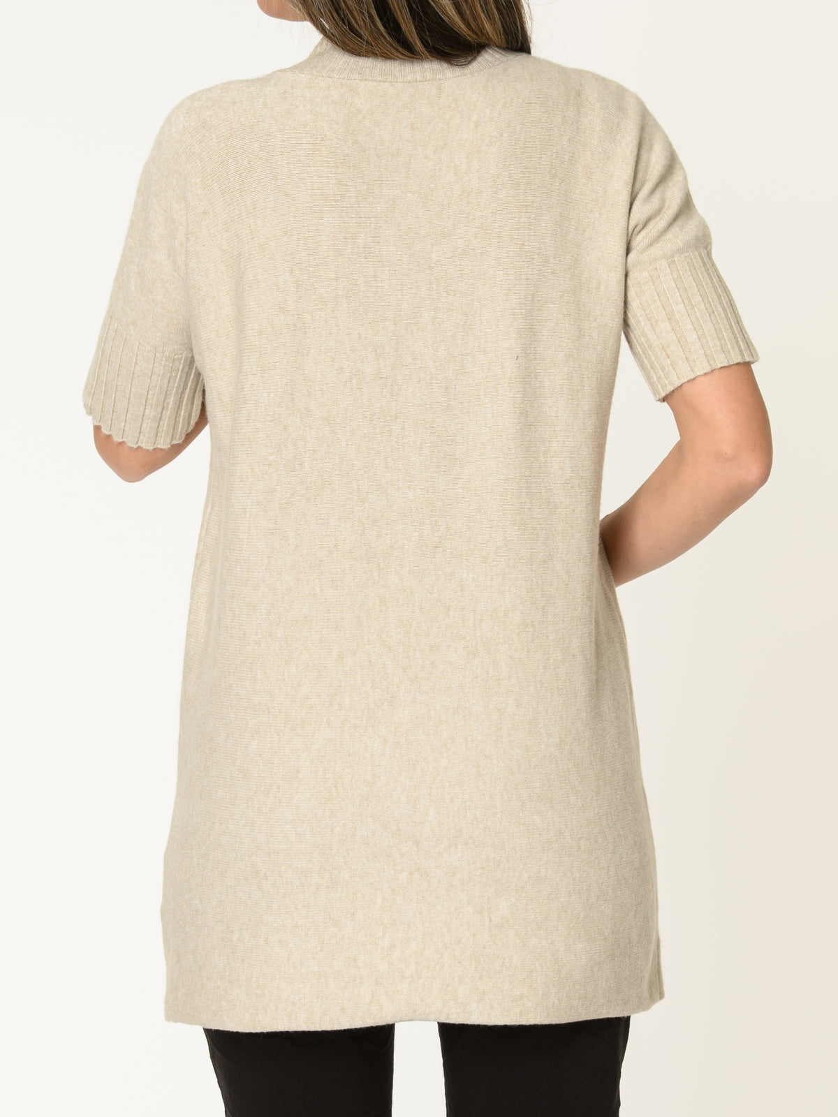 Robe courte pour femme beige en tricot à col montant