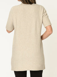 Robe courte pour femme beige en tricot à col montant