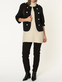 Robe courte pour femme beige en tricot à col montant