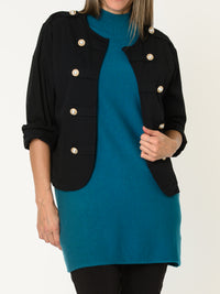 Robe courte pour femme sarcelle en tricot à col montant