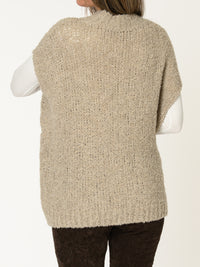Chandail beige pour femme sans manche en tricot