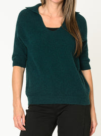 Chandail vert forêt pour femme en tricot à col marin