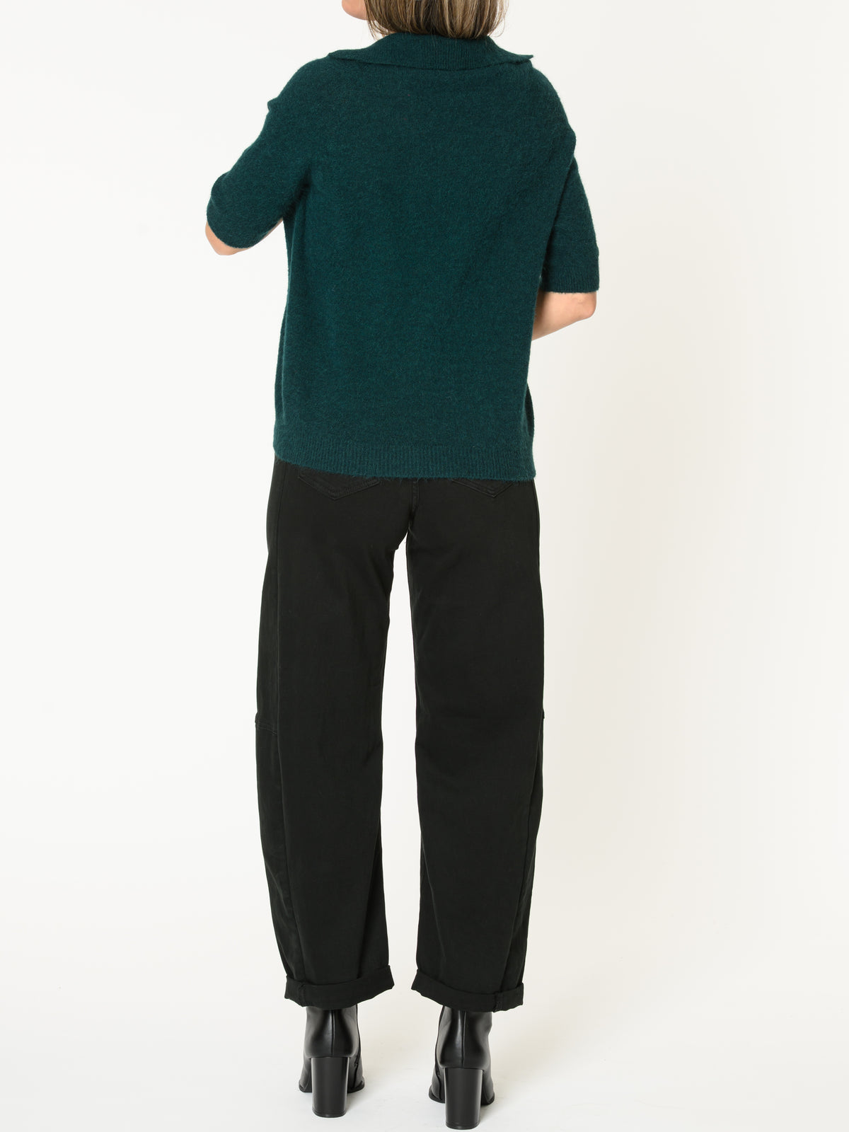Chandail vert forêt pour femme en tricot à col marin