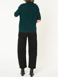 Chandail vert forêt pour femme en tricot à col marin