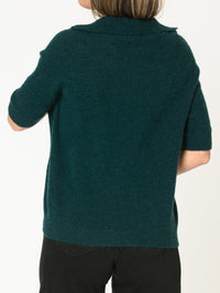 Chandail vert forêt pour femme en tricot à col marin