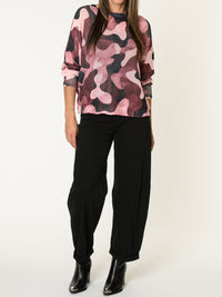 Chandail camouflage pour femme rose à manche chauve-souris