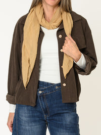 Veste brune pour femme côtelée style chemise avec poches