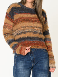 Chandail rayé pour femme multicolore en tricot doux