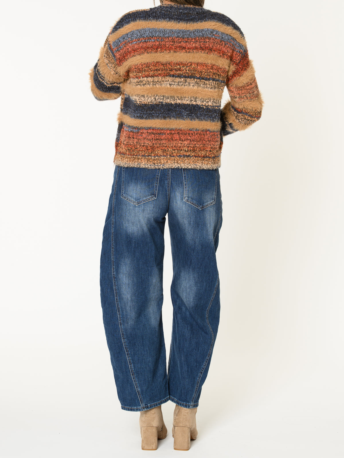 Chandail rayé pour femme multicolore en tricot doux