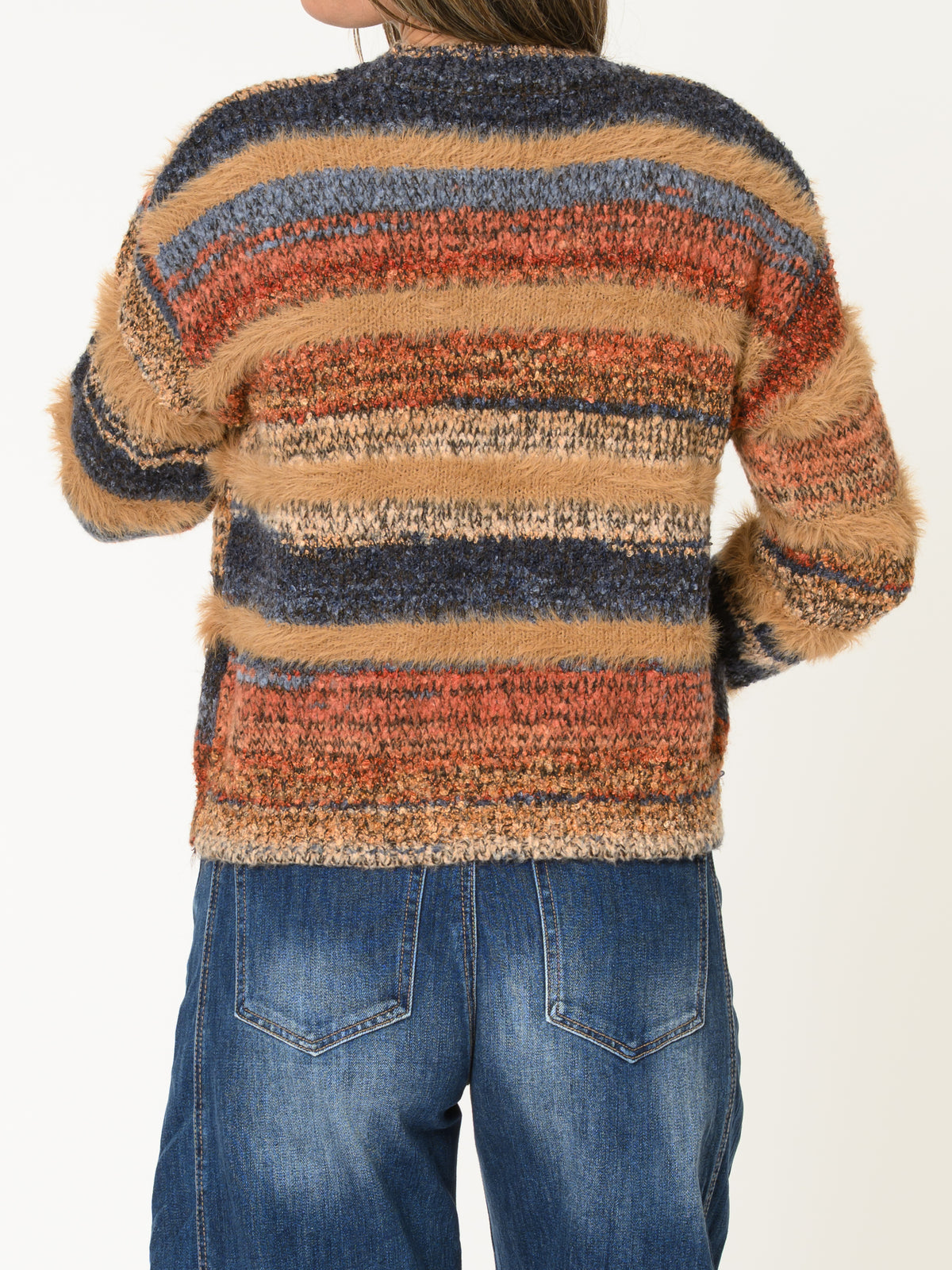 Chandail rayé pour femme multicolore en tricot doux