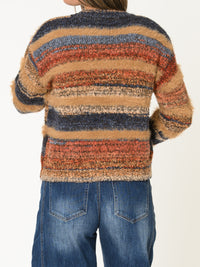 Chandail rayé pour femme multicolore en tricot doux