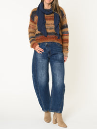 Chandail rayé pour femme multicolore en tricot doux