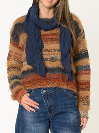 Chandail rayé pour femme multicolore en tricot doux