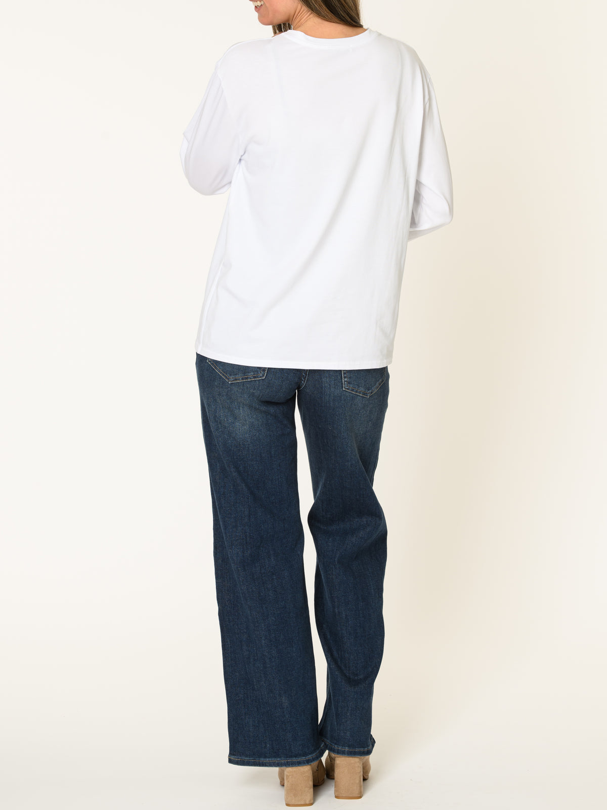 Chandail blanc pour femme à manche longue imprimé floral