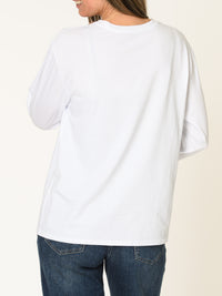 Chandail blanc pour femme à manche longue imprimé floral