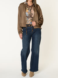 Chemise brune pour femme en mousseline à imprimé paisley fleuri