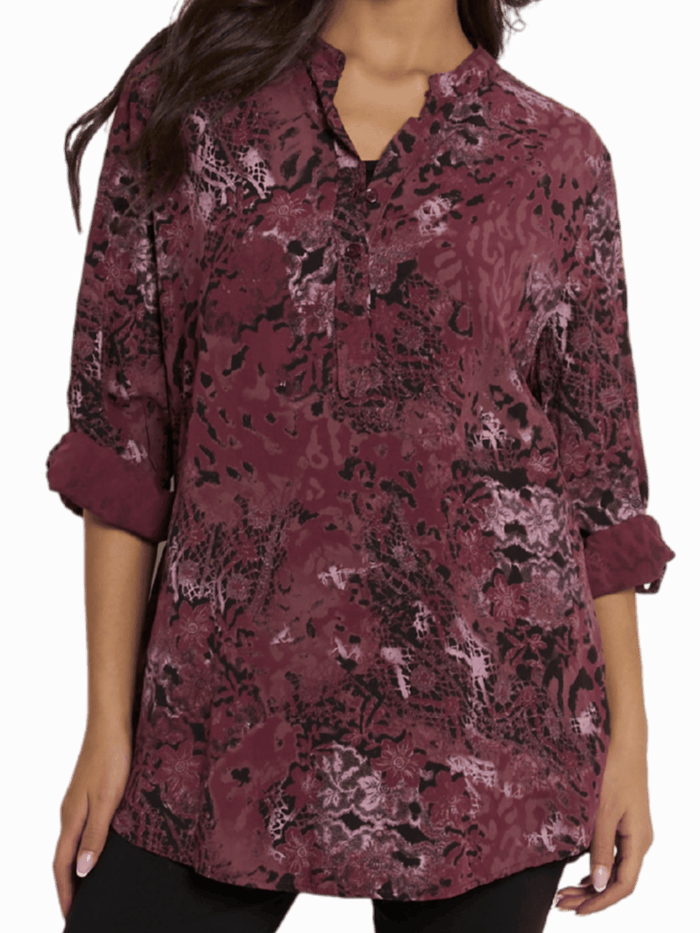 NEW - Blouse bourgogne avec imprimé de léopard