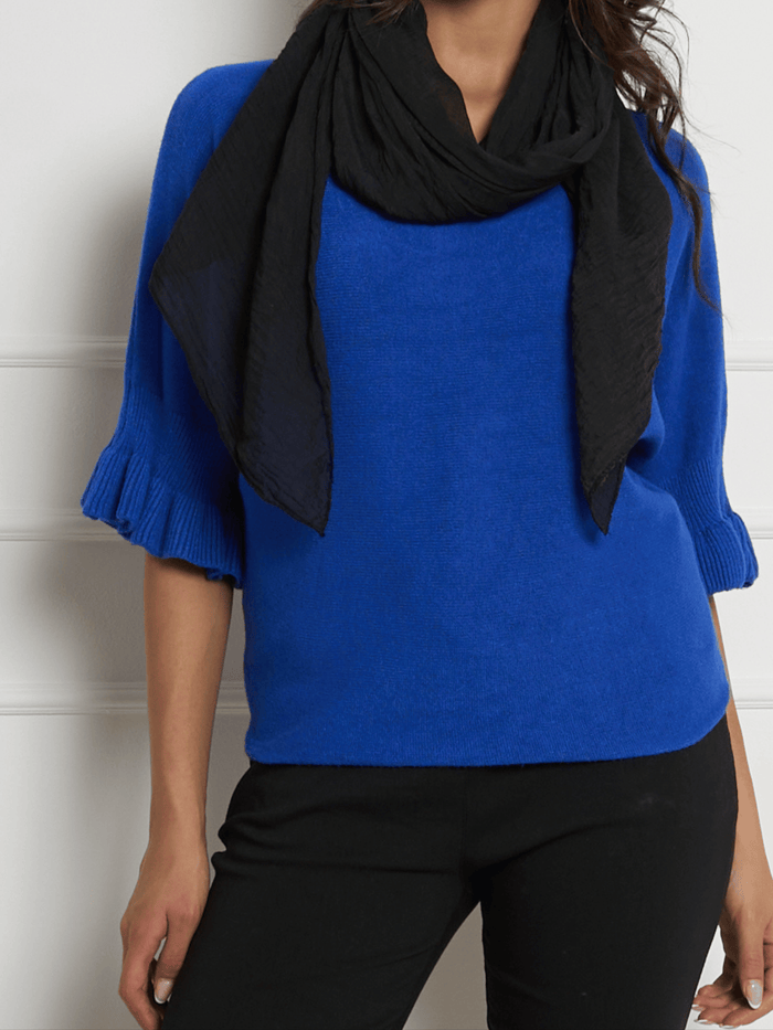 NEW - Chandail bleu royal à manche à volant