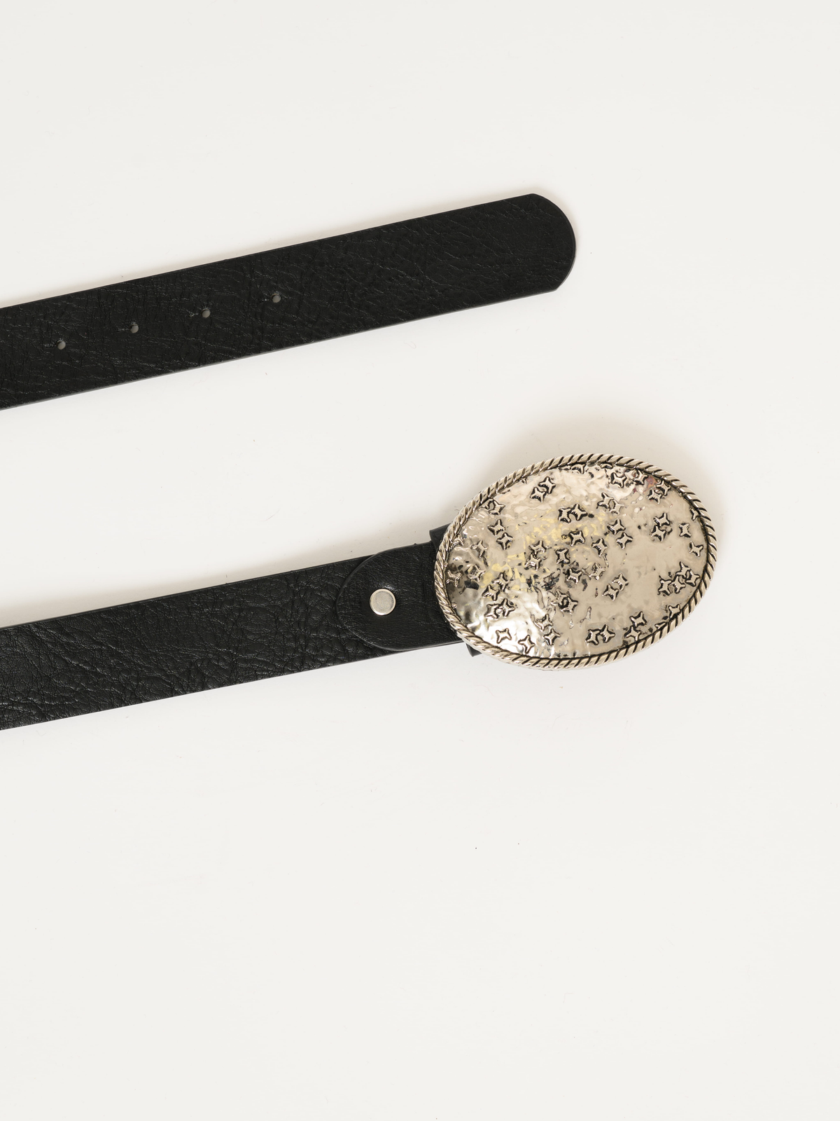 Ceinture noire en similicuir avec boucle argent