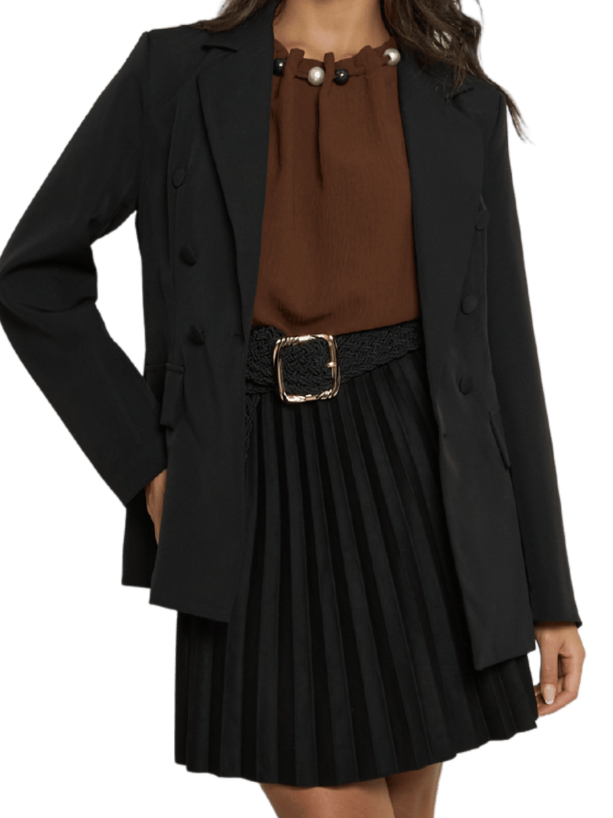 NEW - Blouse marron sans manches avec perles