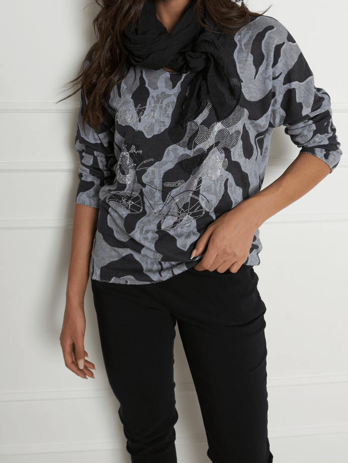 NEW - Chandail camouflage gris et noir avec brillants