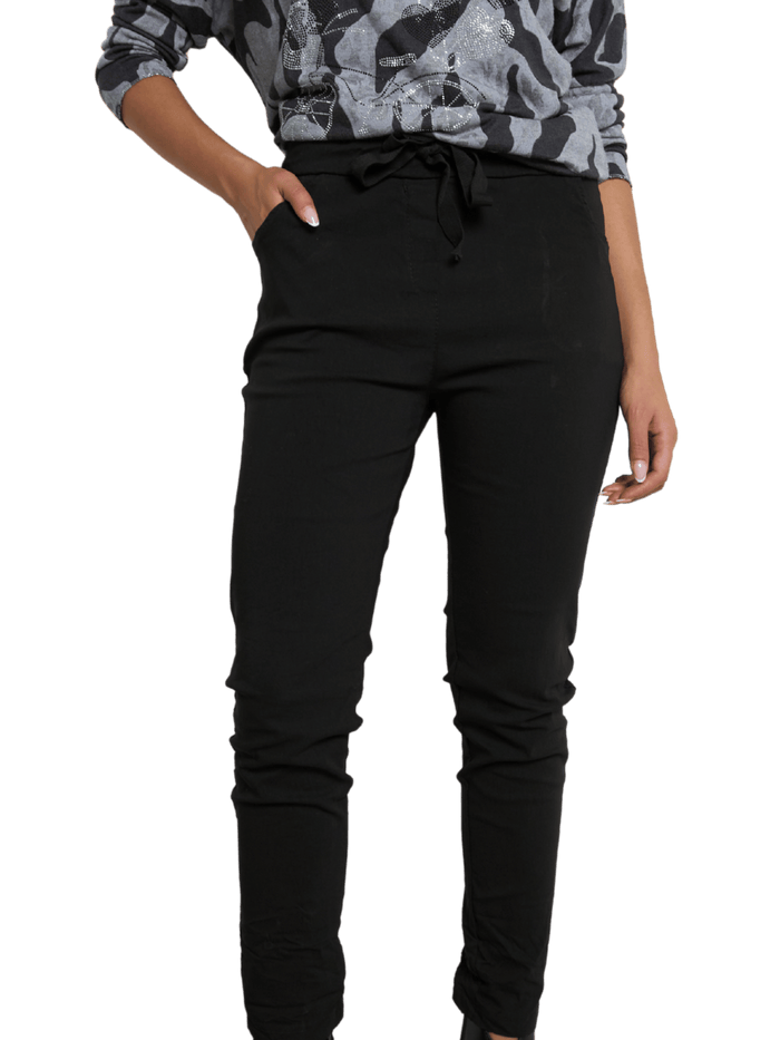 NEW - Pantalon noir à taille élastique avec cordon