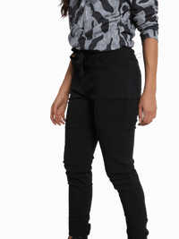 NEW - Pantalon noir à taille élastique avec cordon