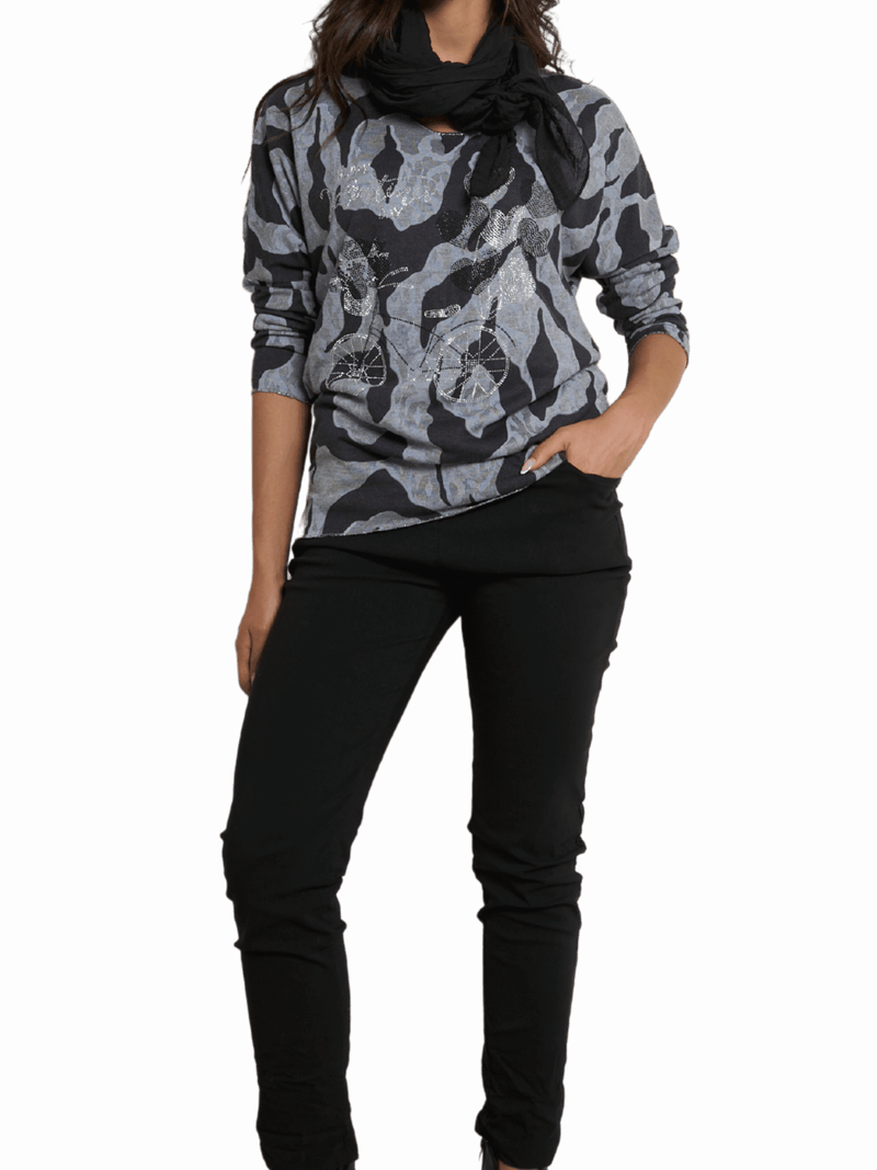 NEW - Chandail camouflage gris et noir avec brillants