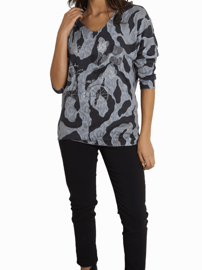 NEW - Chandail camouflage gris et noir avec brillants