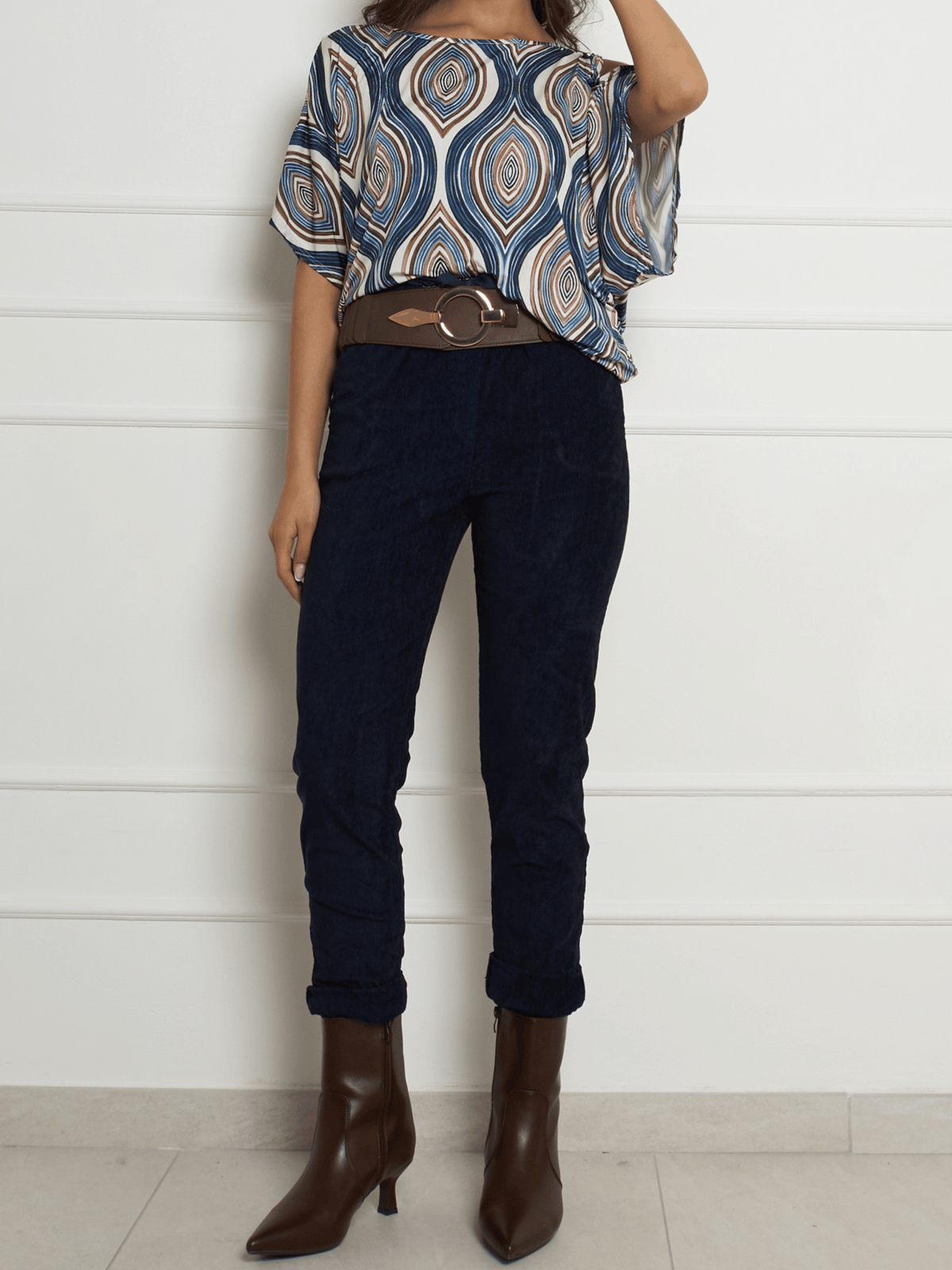 NEW - Pantalon bleu en velours côtelé