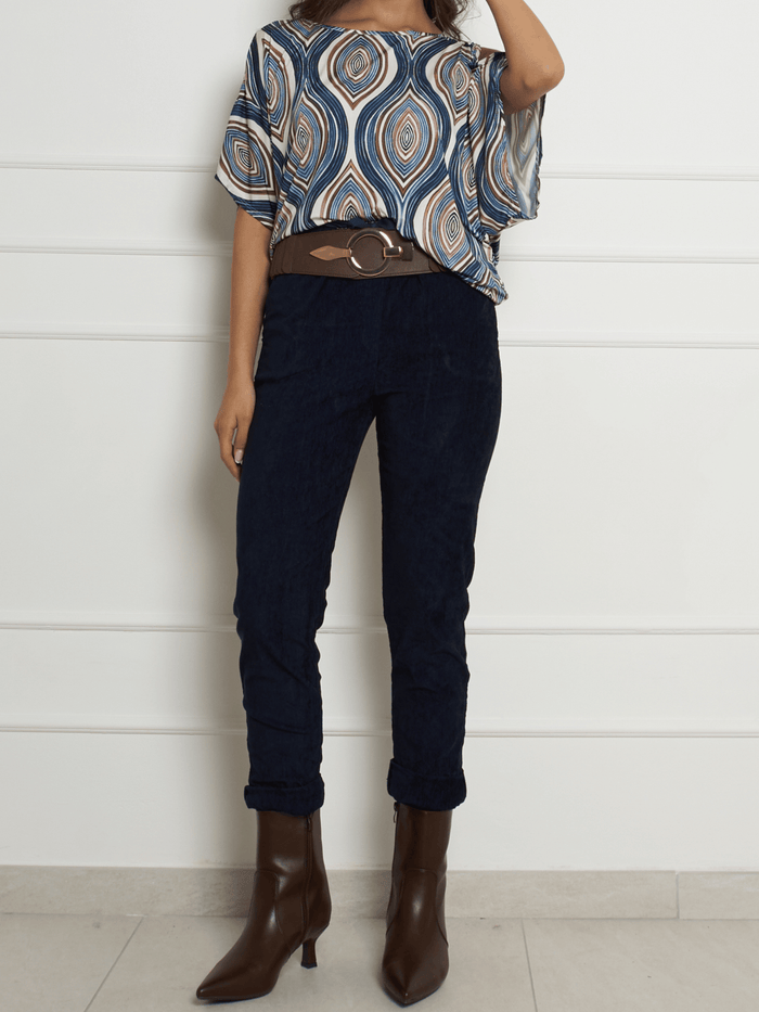 NEW - Pantalon bleu en velours côtelé