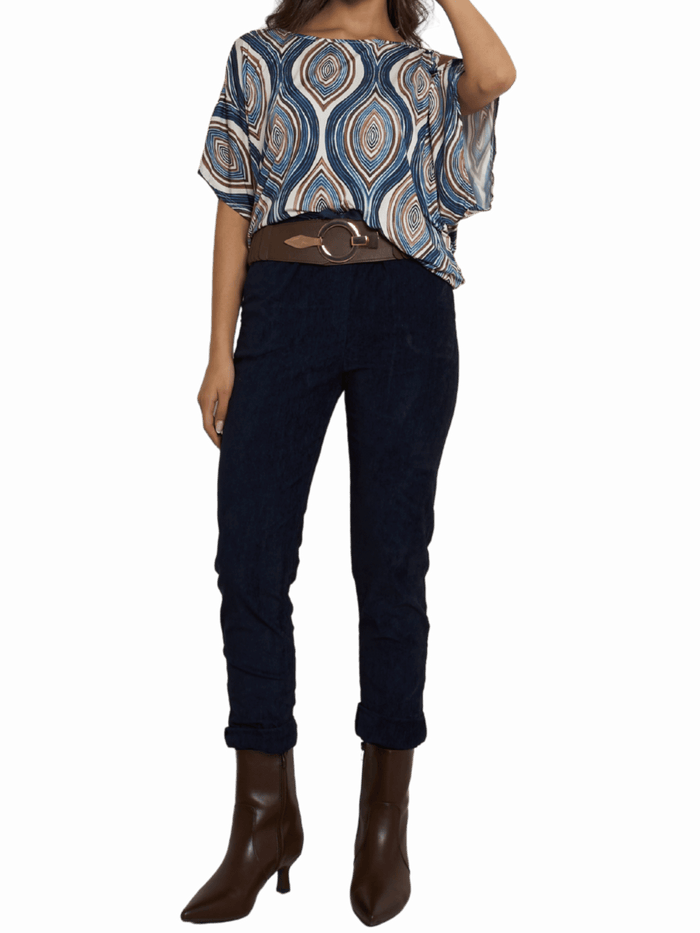 NEW - Pantalon bleu en velours côtelé