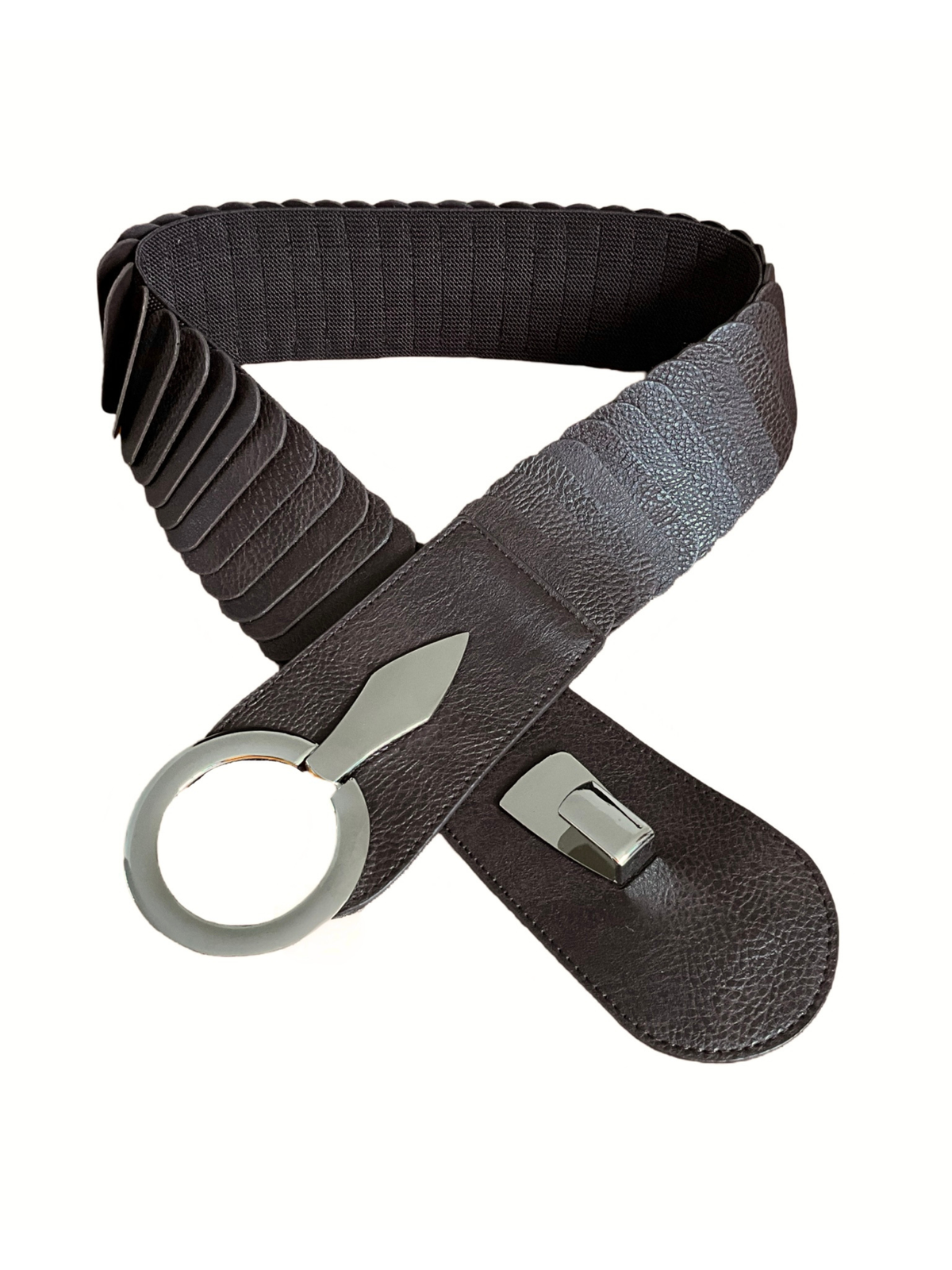 Ceinture brune élastique à bande large