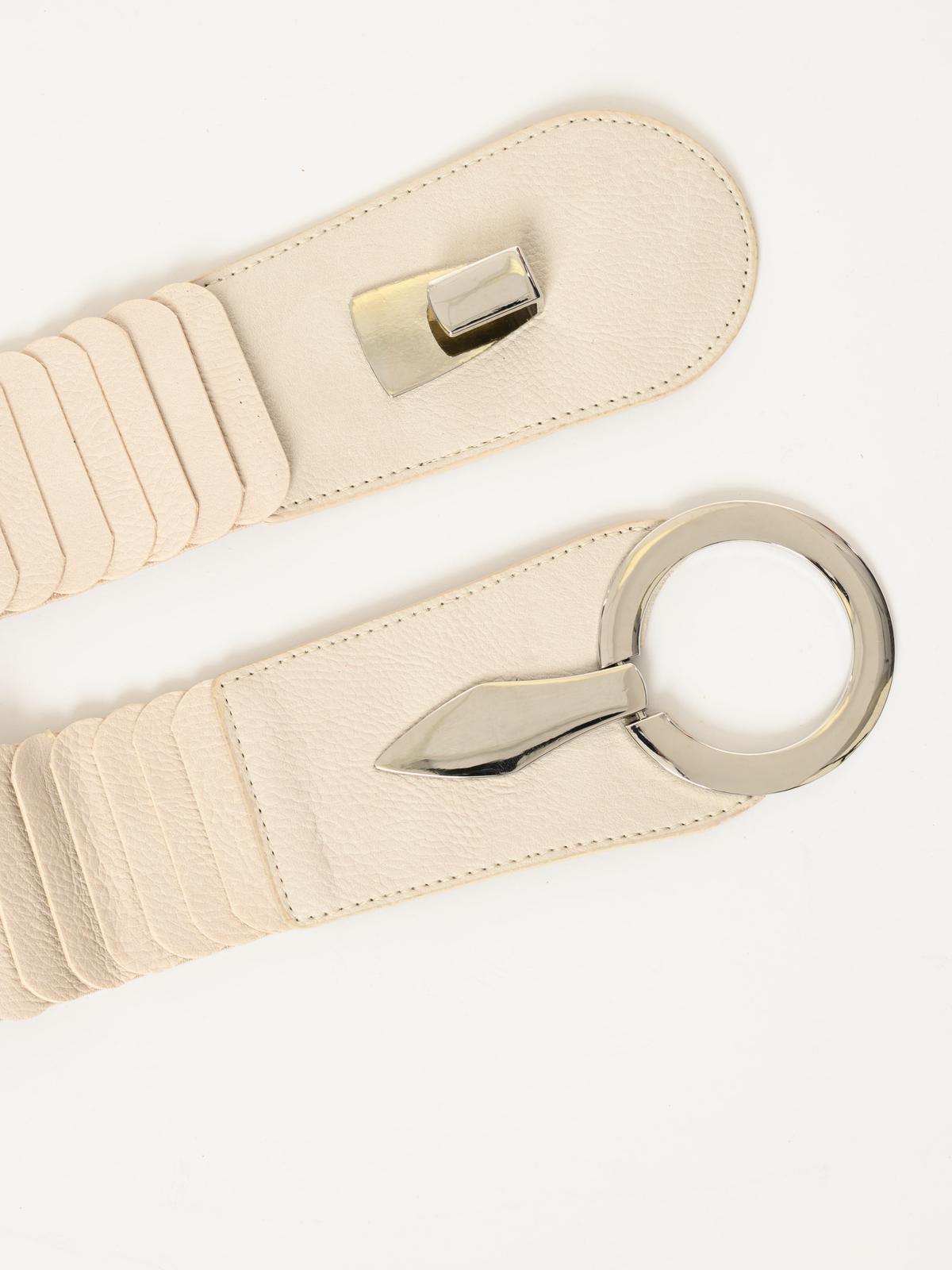 Ceinture beige crème élastique à bande large