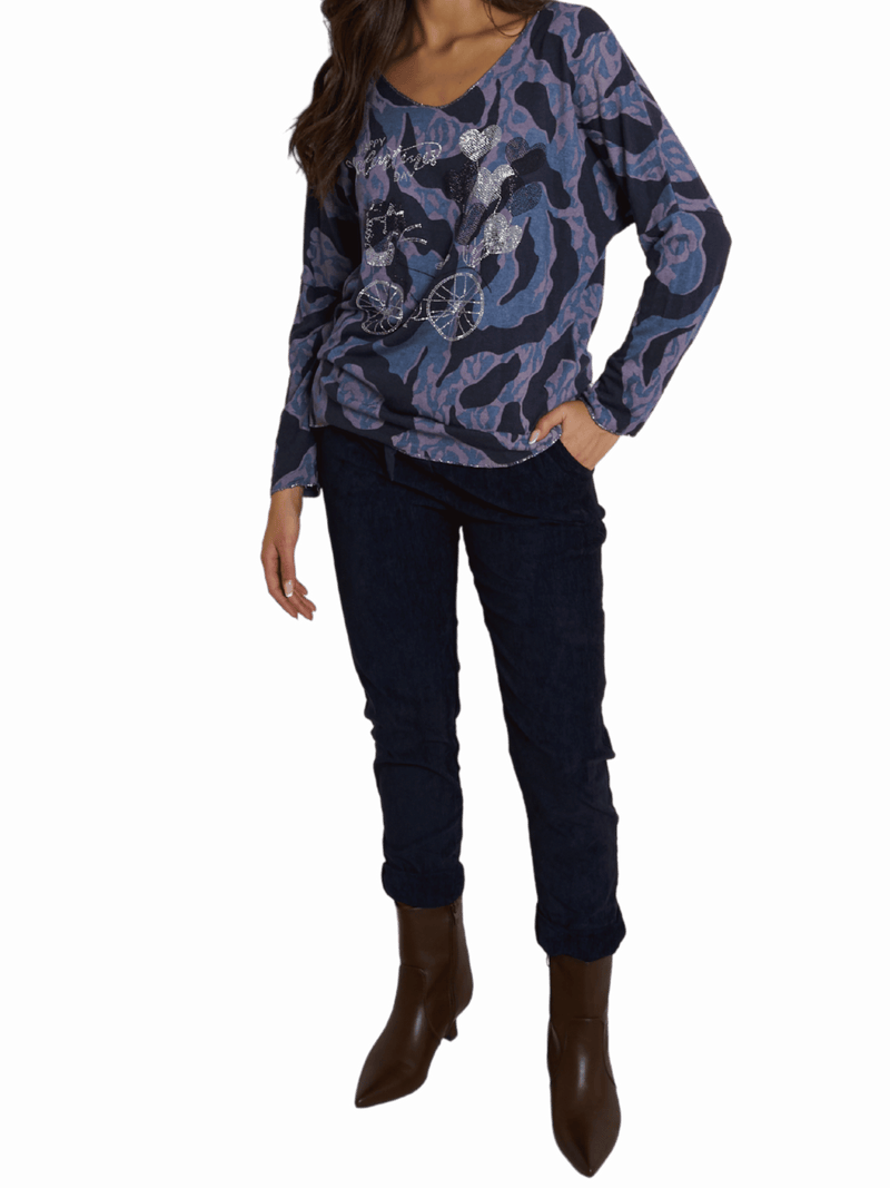 NEW - Chandail camouflage bleu et rose avec brillants