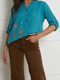 NEW - Blouse bleu sarcelle à manche 3/4