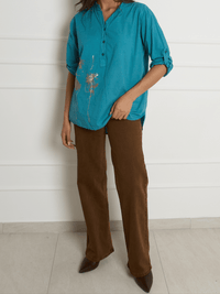 NEW - Blouse bleu sarcelle à manche 3/4