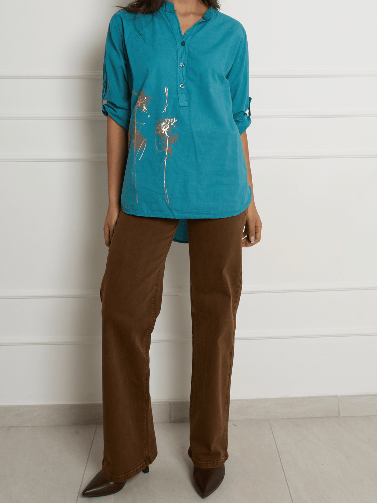 NEW - Blouse bleu sarcelle à manche 3/4