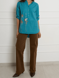 NEW - Blouse bleu sarcelle à manche 3/4