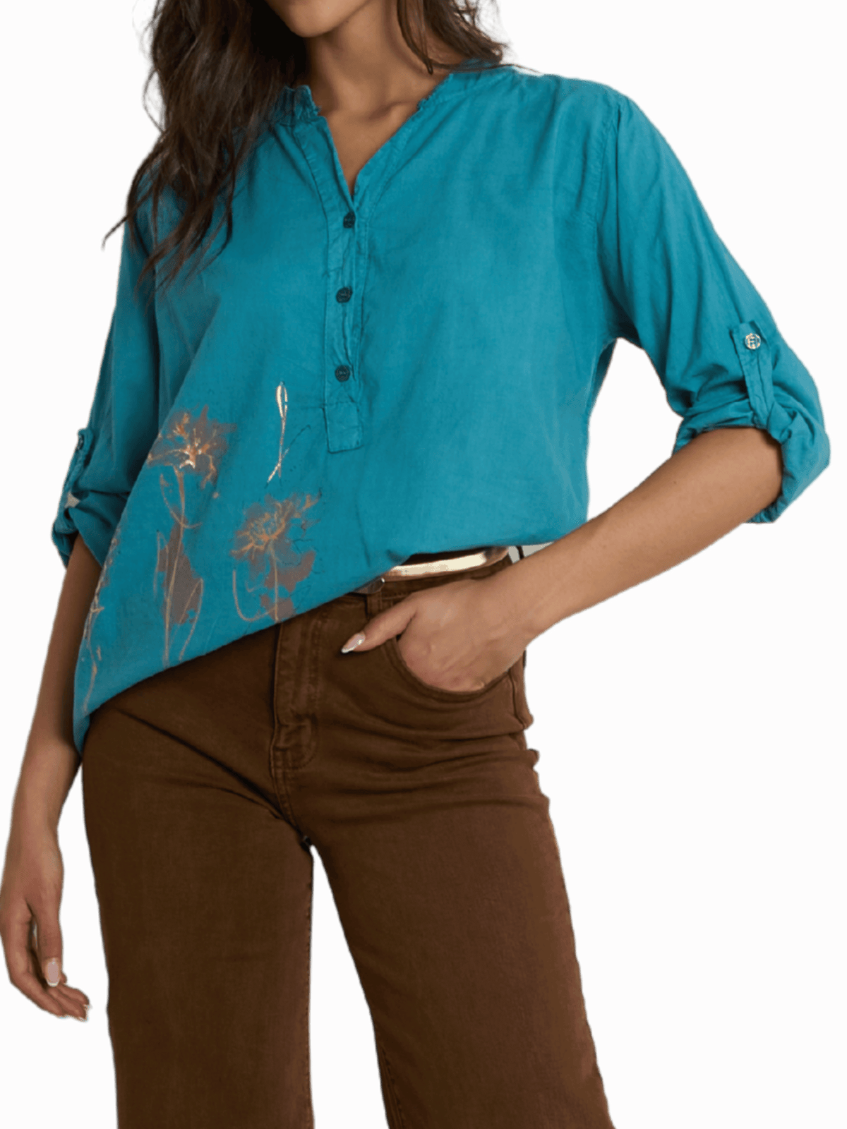 NEW - Blouse bleu sarcelle à manche 3/4