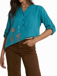 NEW - Blouse bleu sarcelle à manche 3/4