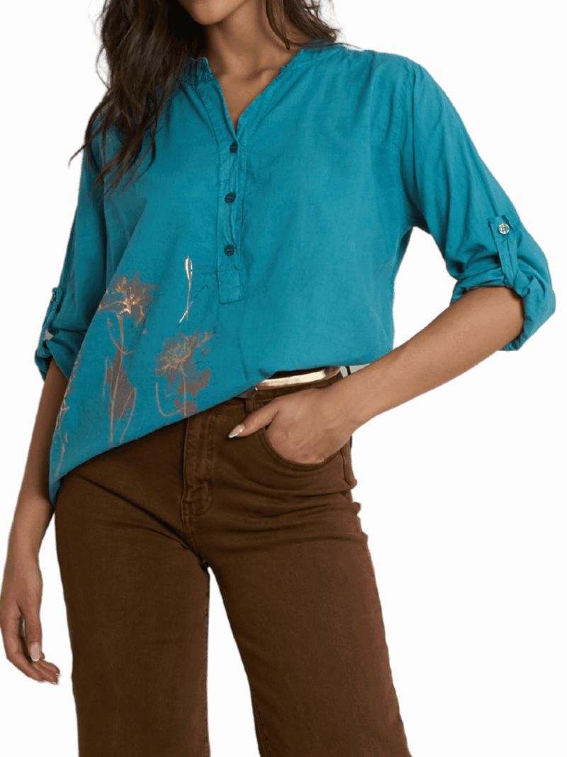 NEW - Blouse bleu sarcelle à manche 3/4