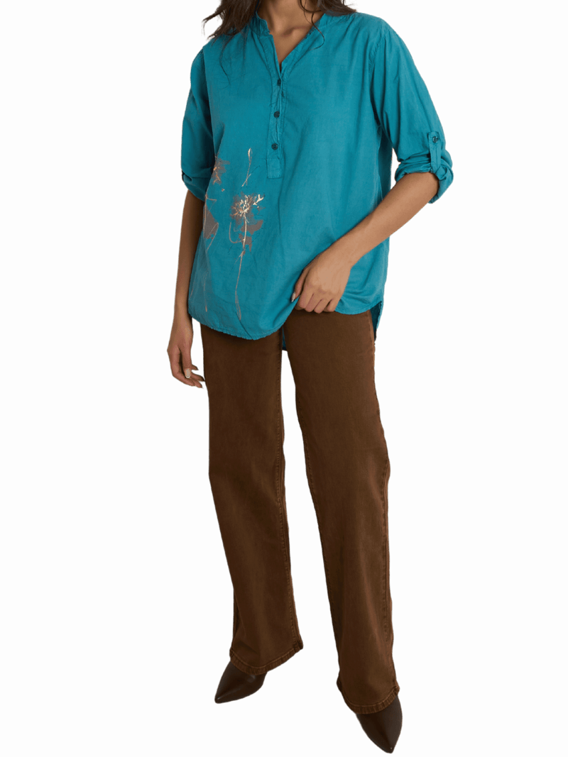 NEW - Blouse bleu sarcelle à manche 3/4