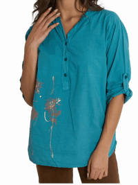 NEW - Blouse bleu sarcelle à manche 3/4