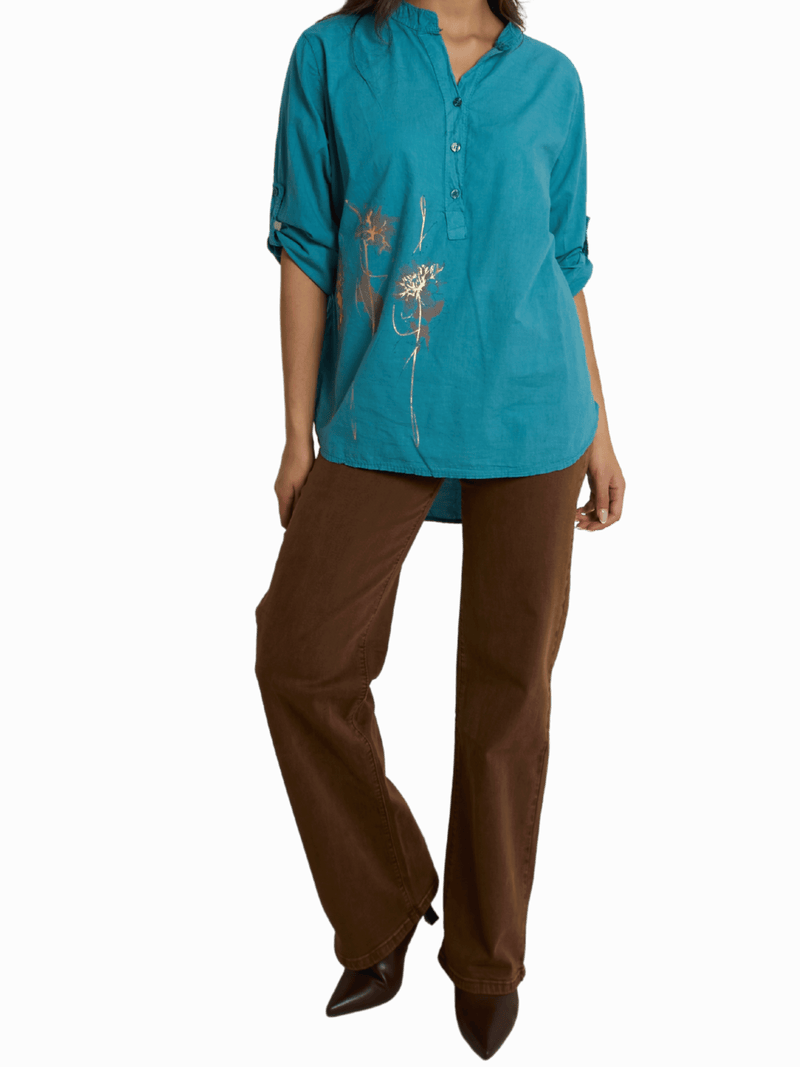 NEW - Blouse bleu sarcelle à manche 3/4