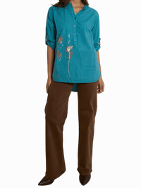 NEW - Blouse bleu sarcelle à manche 3/4