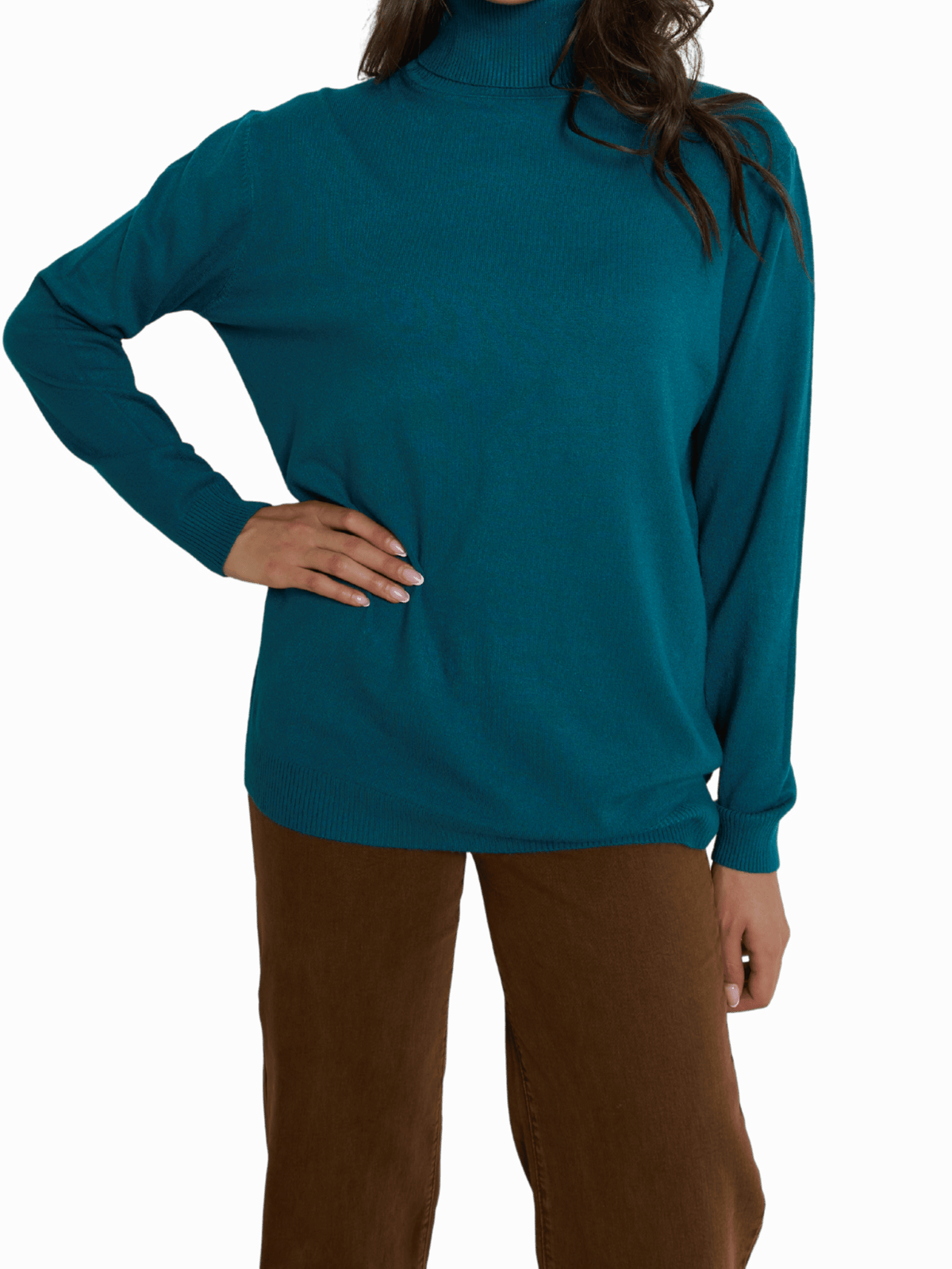 NEW - chandail col roulé manche longue bleu sarcelle