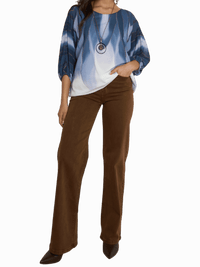 NEW - Blouse en voile avec imprimé bleu et blanc